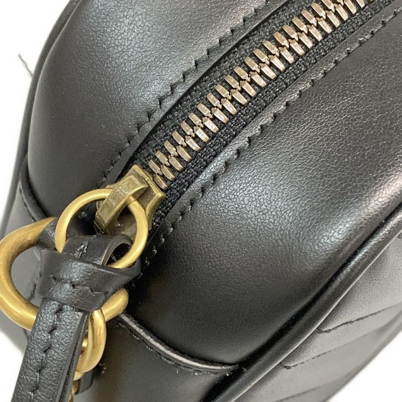 Gucci Shoulder Bag Excellent Condition Ggmarmont 447632 Black Chain Shoulder