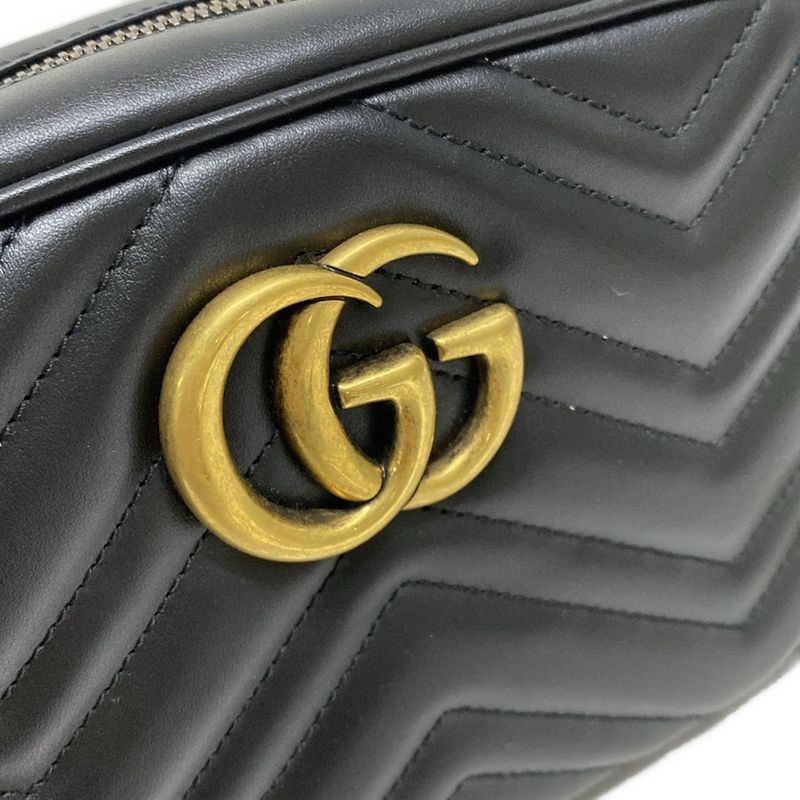 Gucci Shoulder Bag Excellent Condition Ggmarmont 447632 Black Chain Shoulder