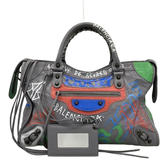 Balenciaga Handbag Graffiti Classic City 505550 Gray×multi Leather