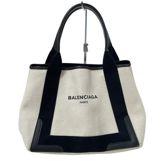 Balenciaga Tote Bag Navy Cabas S 339933 Ivory And Black Leather