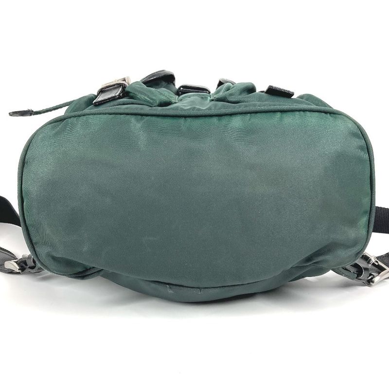 Prada Backpack Sac Triangle Logo Triangle Logo Plate Leather Nylon Green