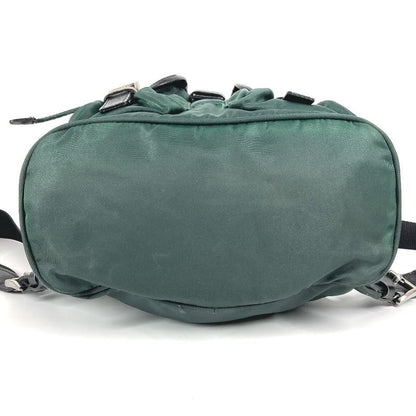 Prada Backpack Sac Triangle Logo Triangle Logo Plate Leather Nylon Green
