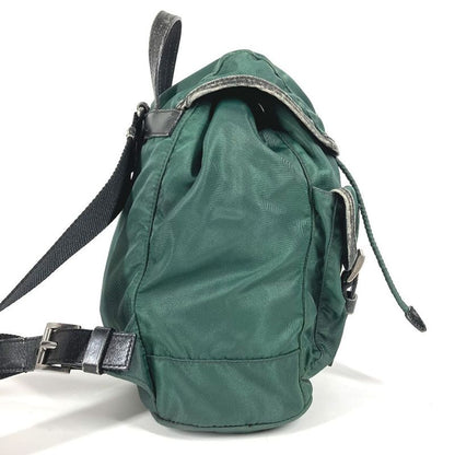 Prada Backpack Sac Triangle Logo Triangle Logo Plate Leather Nylon Green