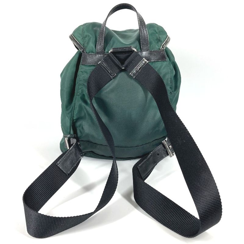 Prada Backpack Sac Triangle Logo Triangle Logo Plate Leather Nylon Green