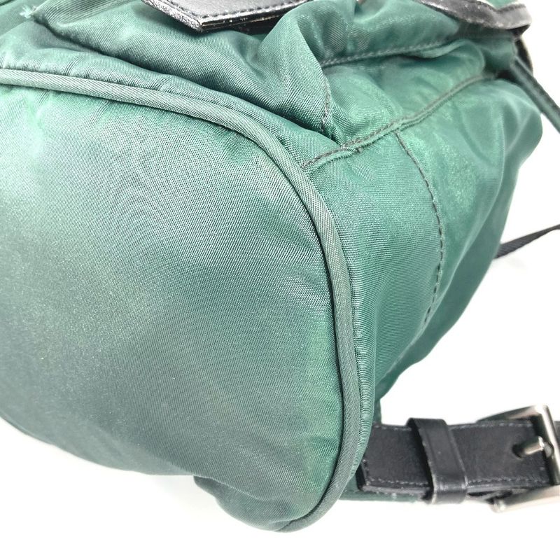 Prada Backpack Sac Triangle Logo Triangle Logo Plate Leather Nylon Green