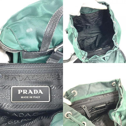 Prada Backpack Sac Triangle Logo Triangle Logo Plate Leather Nylon Green