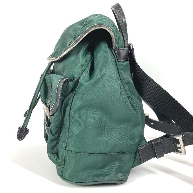 Prada Backpack Sac Triangle Logo Triangle Logo Plate Leather Nylon Green