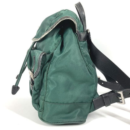Prada Backpack Sac Triangle Logo Triangle Logo Plate Leather Nylon Green