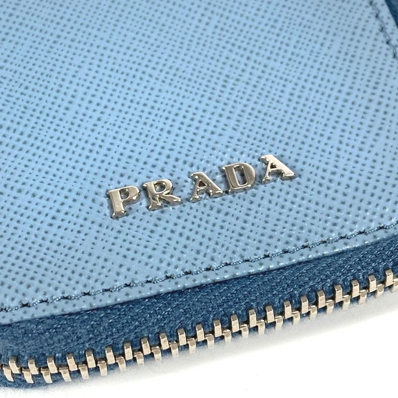 Prada Key Case Logo Leather Blue