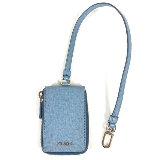 Prada Key Case Logo Leather Blue
