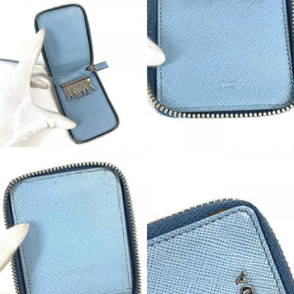 Prada Key Case Logo Leather Blue