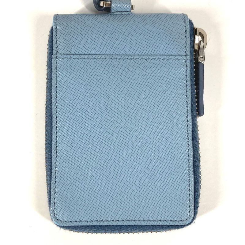 Prada Key Case Logo Leather Blue