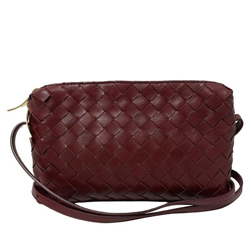 Bottega Veneta Shoulder Bag Intrecciato Bordeaux Leather