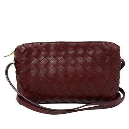 Bottega Veneta Shoulder Bag Intrecciato Bordeaux Leather