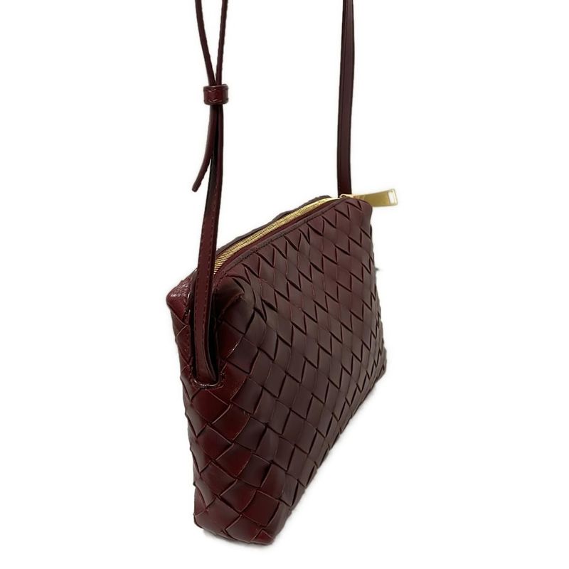 Bottega Veneta Shoulder Bag Intrecciato Bordeaux Leather
