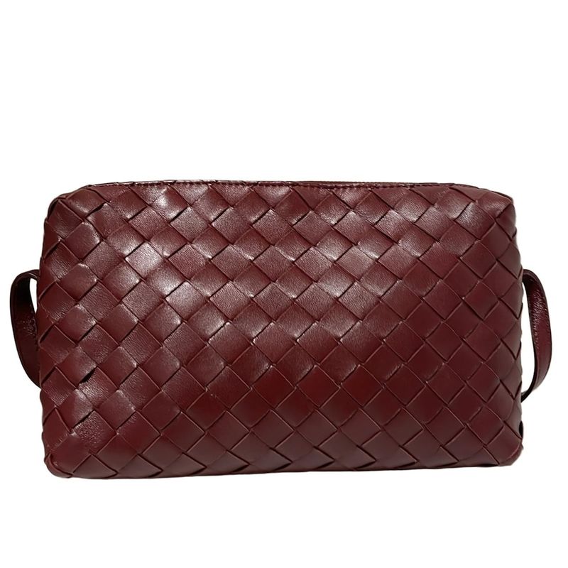 Bottega Veneta Shoulder Bag Intrecciato Bordeaux Leather