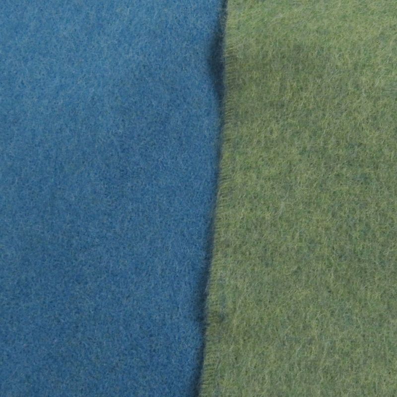 □loewe Wool Cashmere Anagram Logo Embroidery Bicolor Fringe Scarf Green Blue