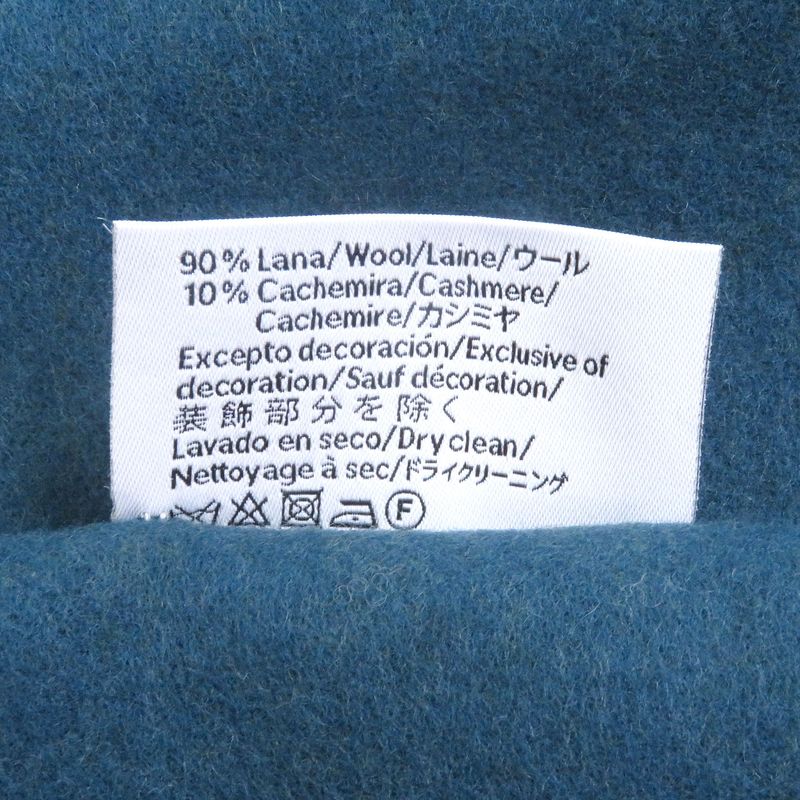□loewe Wool Cashmere Anagram Logo Embroidery Bicolor Fringe Scarf Green Blue