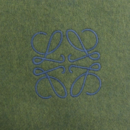 □loewe Wool Cashmere Anagram Logo Embroidery Bicolor Fringe Scarf Green Blue