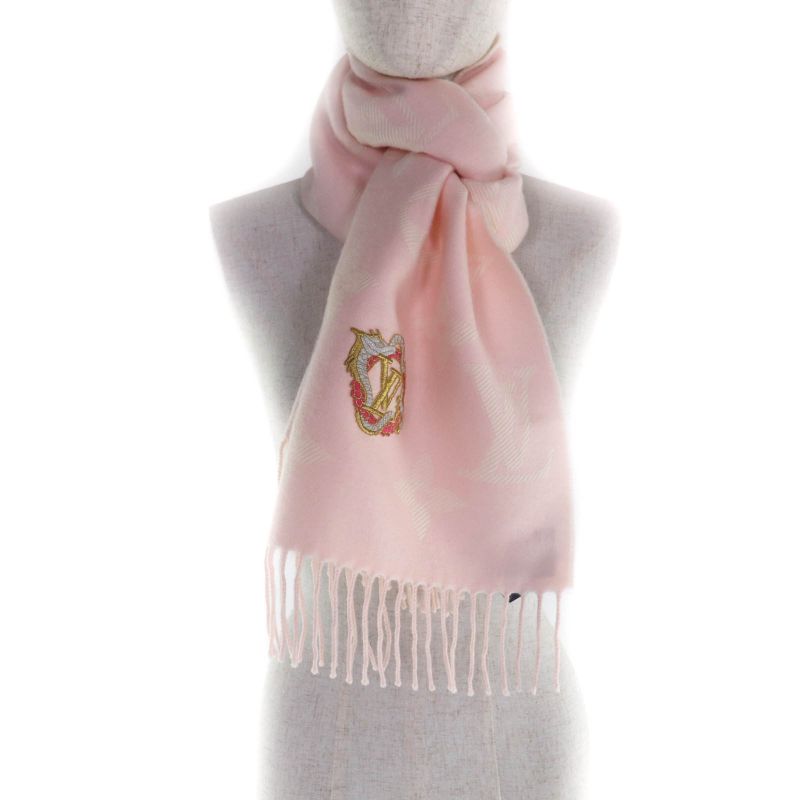 Louis Vuitton 2023 M79522 100% Wool LV Escential Precious Dragon Fringe Scarf