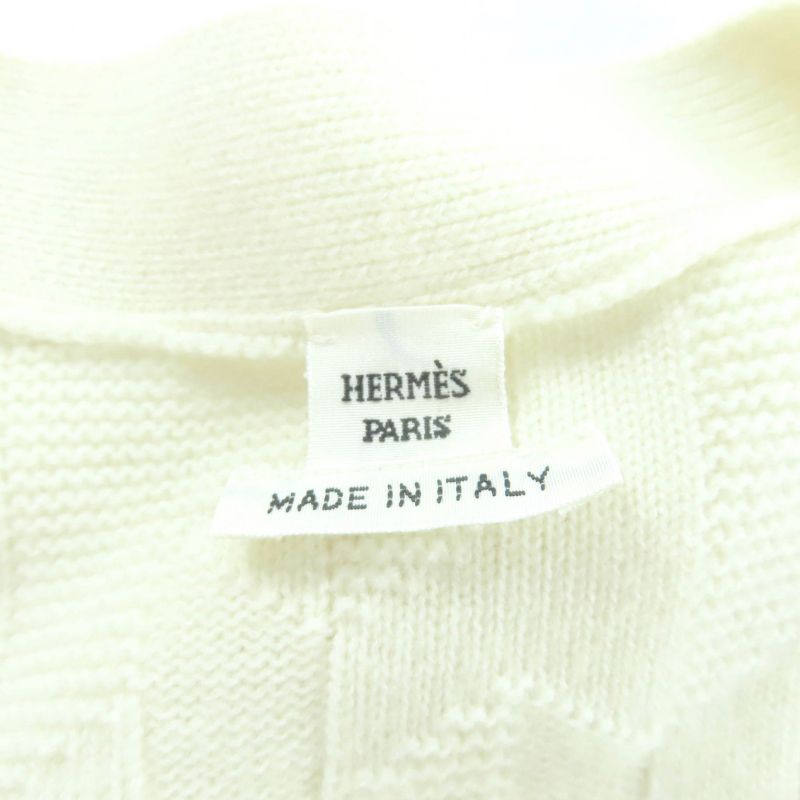 Hermes 24AW 4e2522d3 100% Wool With Belt Serie Button H Motif Short Sleeve Knit