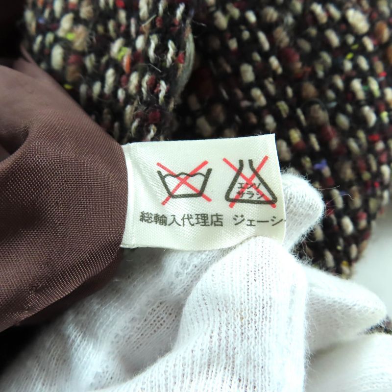 Celine Vintage Wool Blend Tweed Jacket With Logo Buttons Outerwear Brownish 44