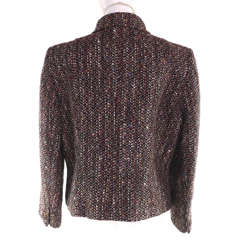 Celine Vintage Wool Blend Tweed Jacket With Logo Buttons Outerwear Brownish 44