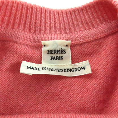 Hermes 24AW 4h2600d1 100% Cashmere Short Sleeve Knit Top With Sellier Circle
