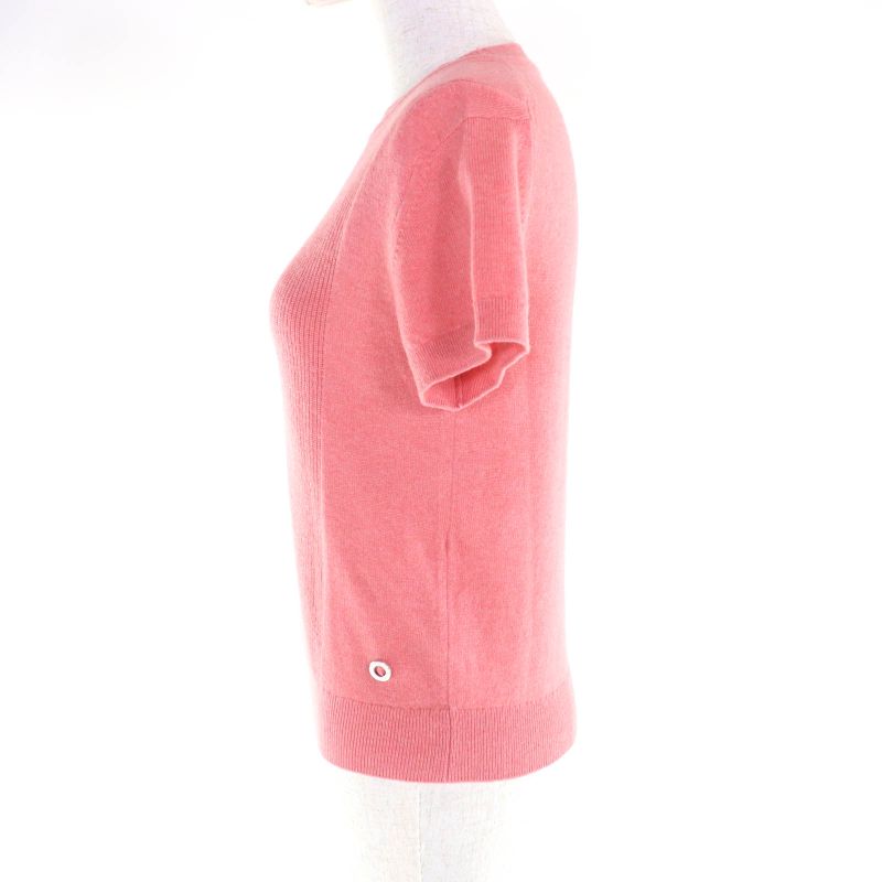 Hermes 24AW 4h2600d1 100% Cashmere Short Sleeve Knit Top With Sellier Circle