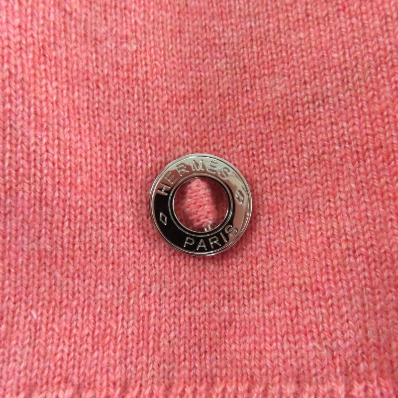 Hermes 24AW 4h2600d1 100% Cashmere Short Sleeve Knit Top With Sellier Circle