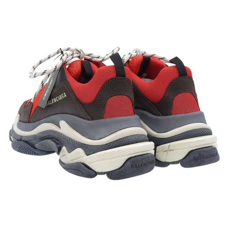 ▲balenciaga 516440 Triple S Mesh Used Leather Sneakers Red Black 41 With Box