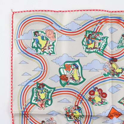 Hermes Carré 45 Volants Flying Carré 100% Silk GRIS Per-e VERT JA Scarf With