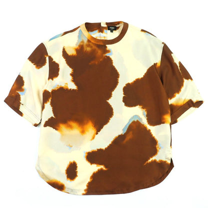 Fendi 2022ss Fy1200 100% Silk Logo Patch Allover Design Crew Neck Short Sleeve