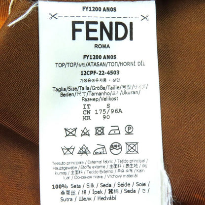 Fendi 2022ss Fy1200 100% Silk Logo Patch Allover Design Crew Neck Short Sleeve