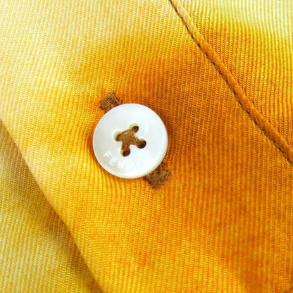 Fendi 2022ss Fy1200 100% Silk Logo Patch Allover Design Crew Neck Short Sleeve