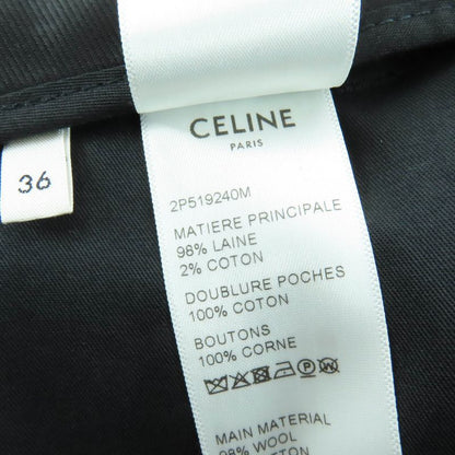 Celine 2p519240m Wool Cotton Eddy Period Striped Skater Pants Slacks Black 36