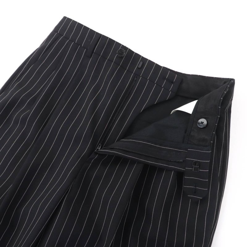 Celine 2p519240m Wool Cotton Eddy Period Striped Skater Pants Slacks Black 36
