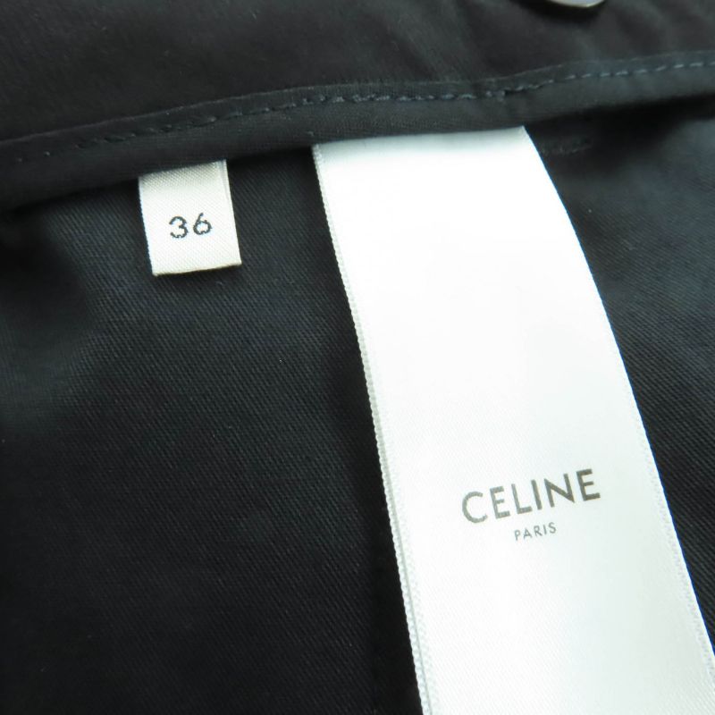 Celine 2p519240m Wool Cotton Eddy Period Striped Skater Pants Slacks Black 36