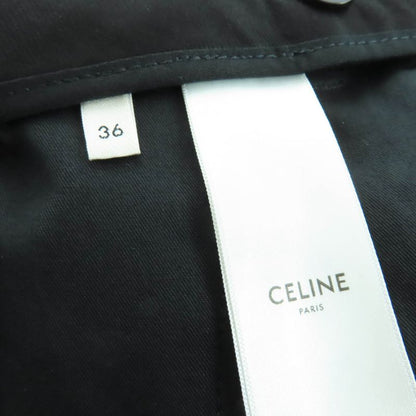 Celine 2p519240m Wool Cotton Eddy Period Striped Skater Pants Slacks Black 36