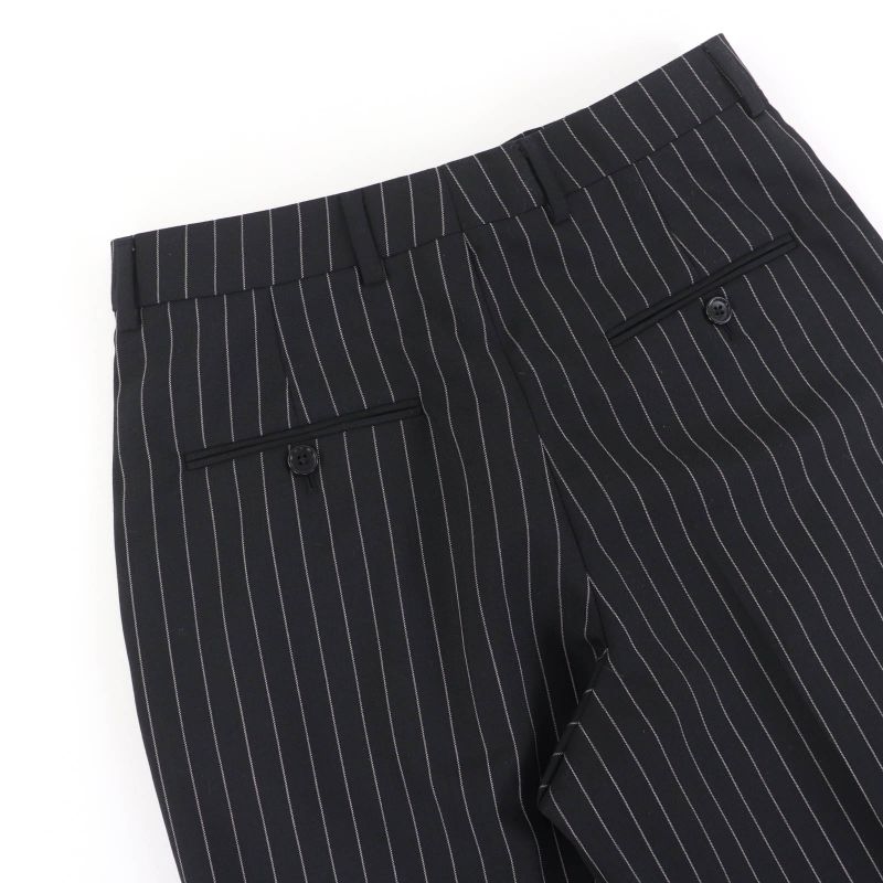 Celine 2p519240m Wool Cotton Eddy Period Striped Skater Pants Slacks Black 36