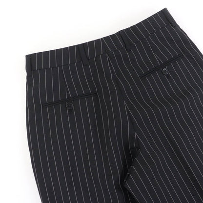 Celine 2p519240m Wool Cotton Eddy Period Striped Skater Pants Slacks Black 36