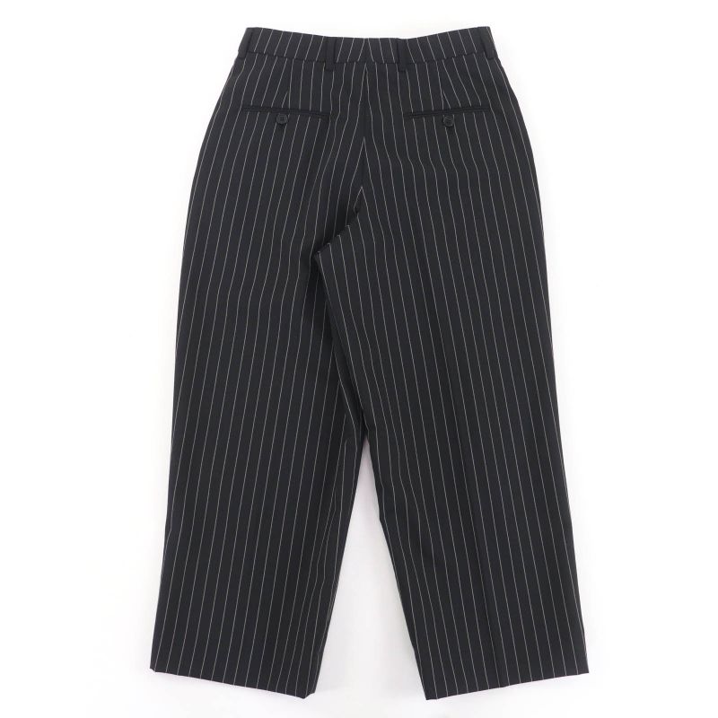 Celine 2p519240m Wool Cotton Eddy Period Striped Skater Pants Slacks Black 36