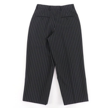 Celine 2p519240m Wool Cotton Eddy Period Striped Skater Pants Slacks Black 36