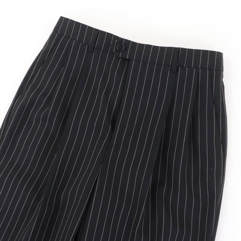 Celine 2p519240m Wool Cotton Eddy Period Striped Skater Pants Slacks Black 36