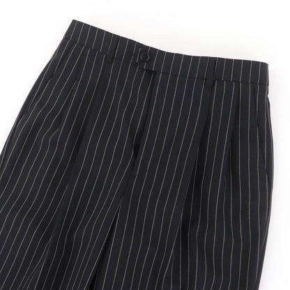 Celine 2p519240m Wool Cotton Eddy Period Striped Skater Pants Slacks Black 36