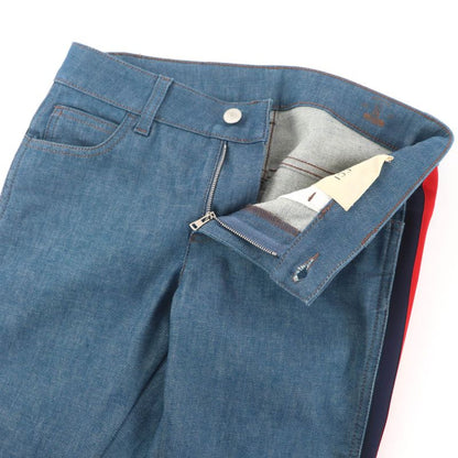 Gucci 422640 Cotton Side Sherry Line Denim Pants Indigo Blue 24 Made In Italy