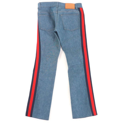 Gucci 422640 Cotton Side Sherry Line Denim Pants Indigo Blue 24 Made In Italy
