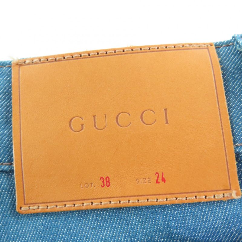 Gucci 422640 Cotton Side Sherry Line Denim Pants Indigo Blue 24 Made In Italy