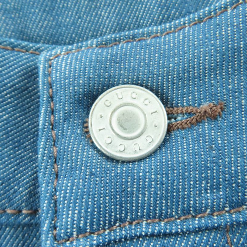 Gucci 422640 Cotton Side Sherry Line Denim Pants Indigo Blue 24 Made In Italy