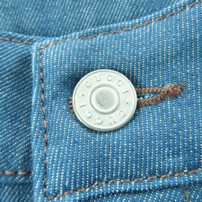 Gucci 422640 Cotton Side Sherry Line Denim Pants Indigo Blue 24 Made In Italy